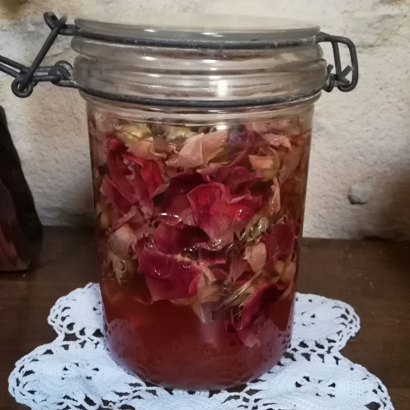 macération vinaigre à la rose